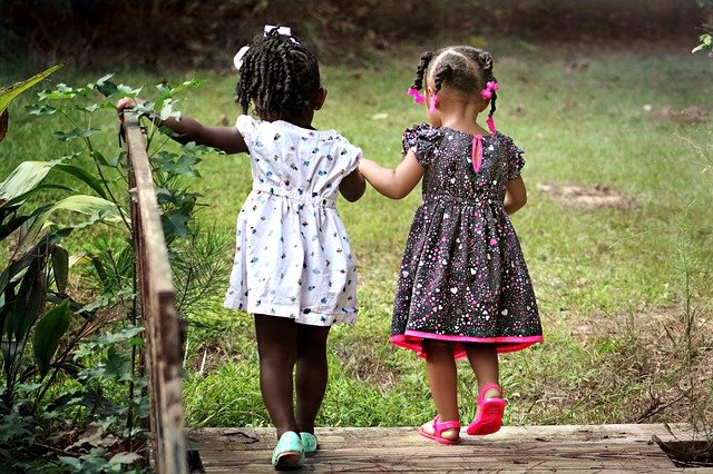 preschool girls playing together