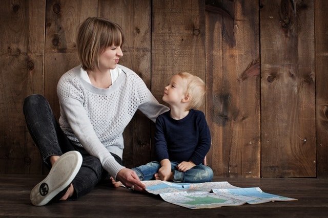 Parent talking to child