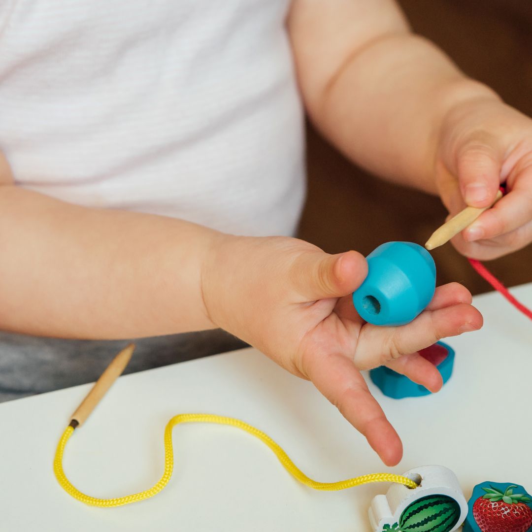 child playing with blocks