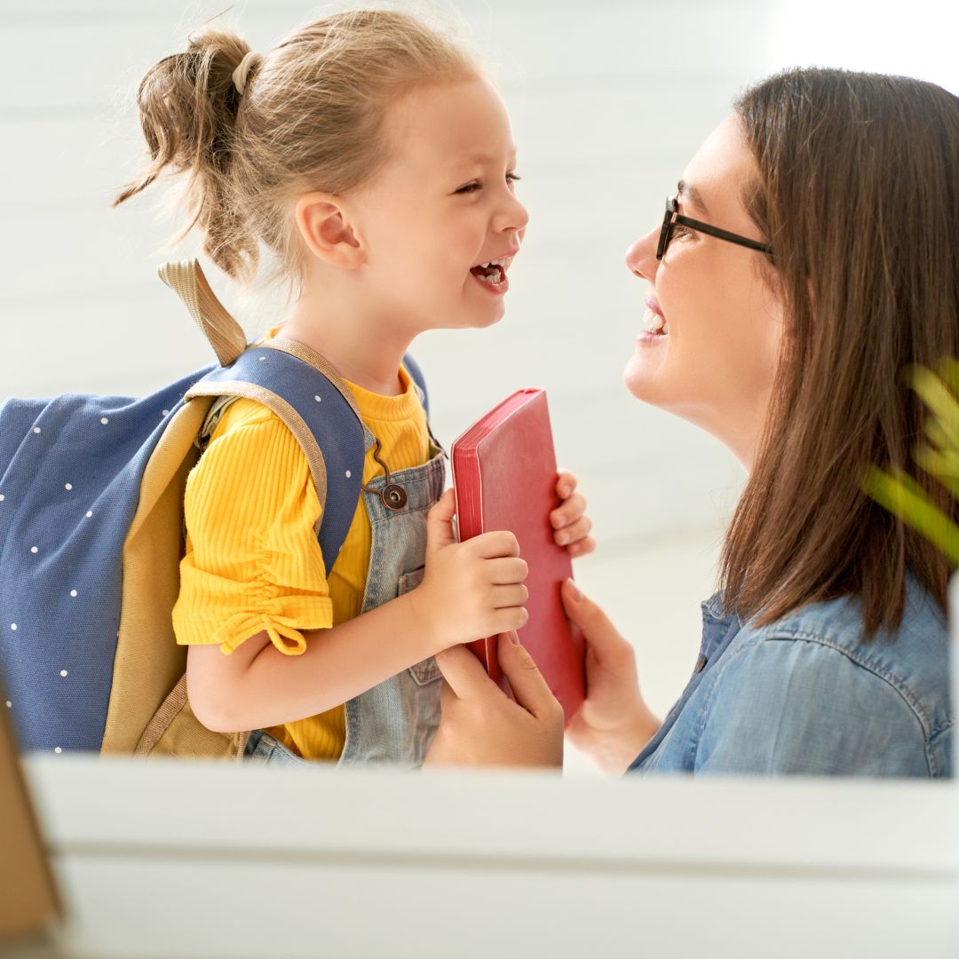 mother talking to daughter