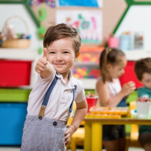 preschooler giving thumbs up