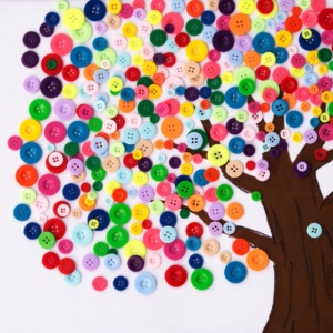 creative tree made out of buttons