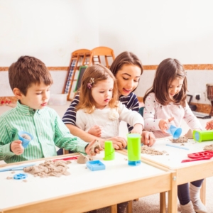 kids experimenting with sand