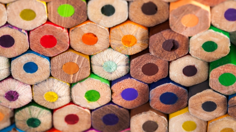 Stack of colored pencils