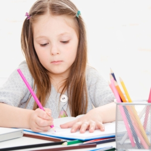 girl doing homework
