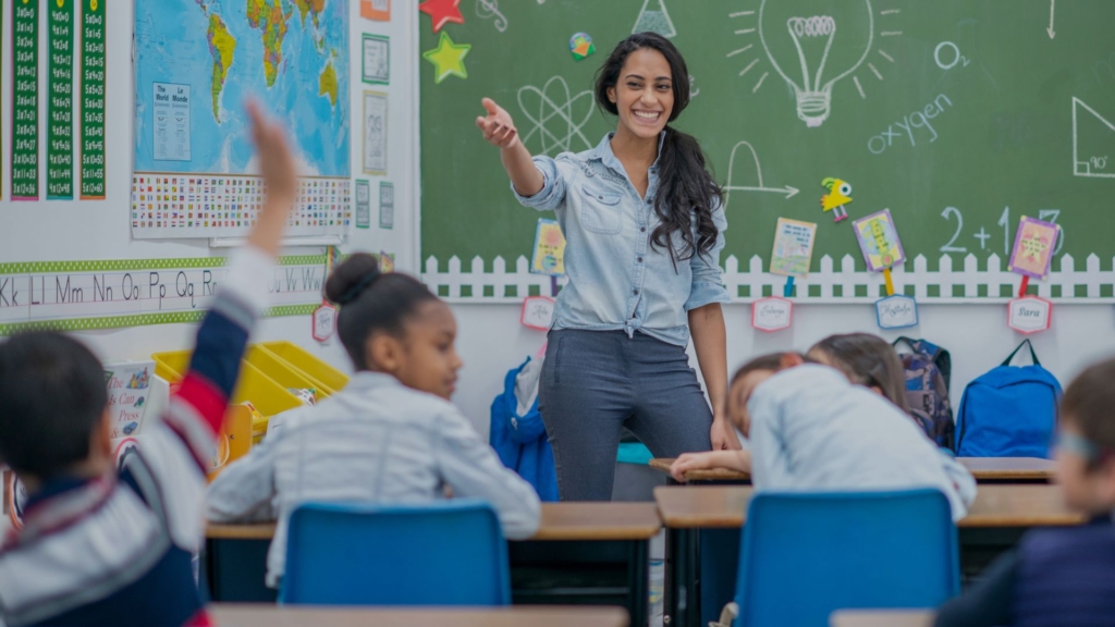 teacher with students