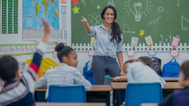teacher with students