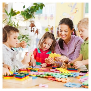 teacher working with kids